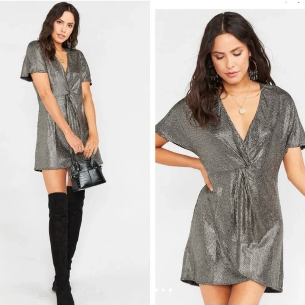 Show Me Your Mumu Dress Medium Get Twisted Mini Party Disco Glitz Metallic